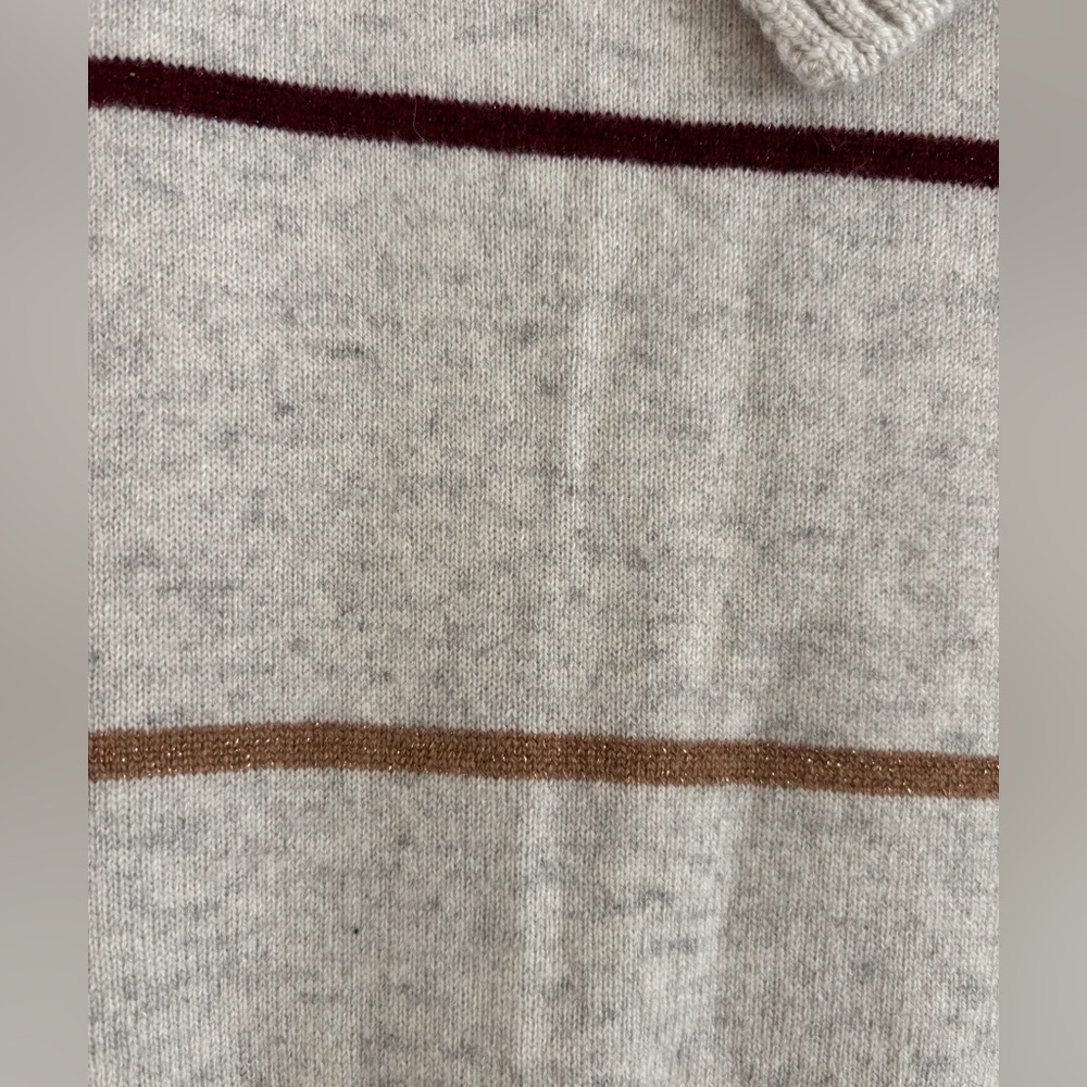 InCashmere Cowl Neck Sweater Poncho|100% cashmere|Gray Multicolor Stripes| Med - Picture 5 of 7